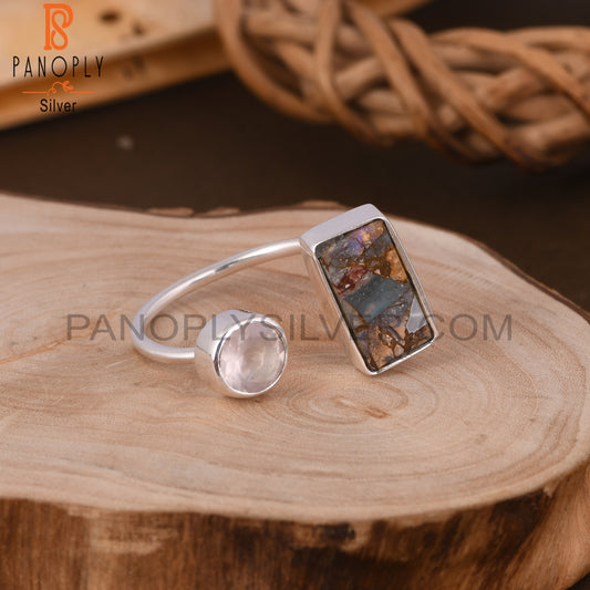 Mojave Copper Ethiopian Opal & Rose Quartz 925 Silver Ring