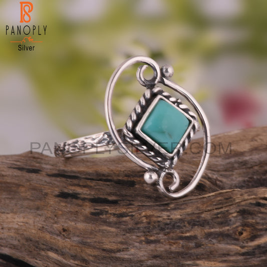 Arizona Turquoise Square Shape 925 Sterling Silver Ring