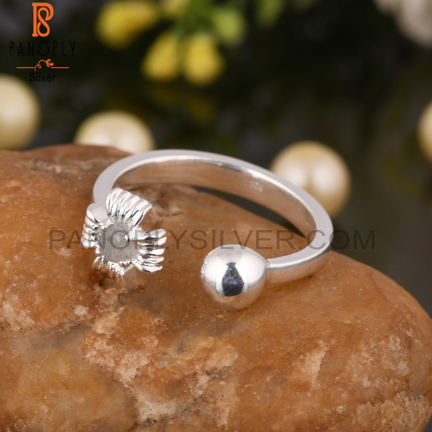 Labradorite Round Shape 925 Sterling Silver Ring for Wedding