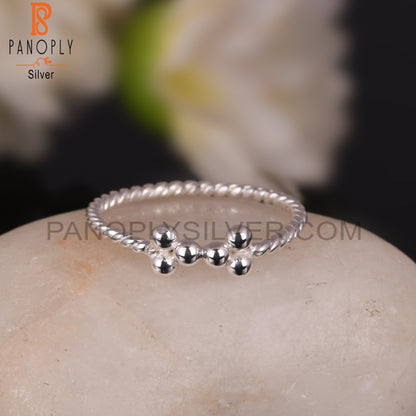 Twist Flower 925 Sterling Silver Ball Link Ring