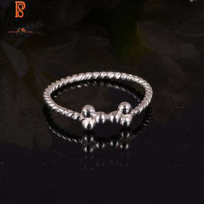 Twist Flower 925 Sterling Silver Ball Link Ring