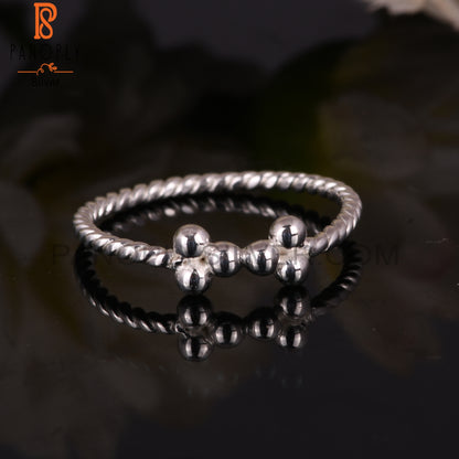 Twist Flower 925 Sterling Silver Ball Link Ring