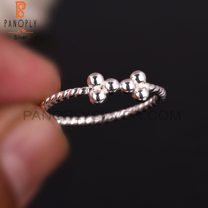 Twist Flower 925 Sterling Silver Ball Link Ring