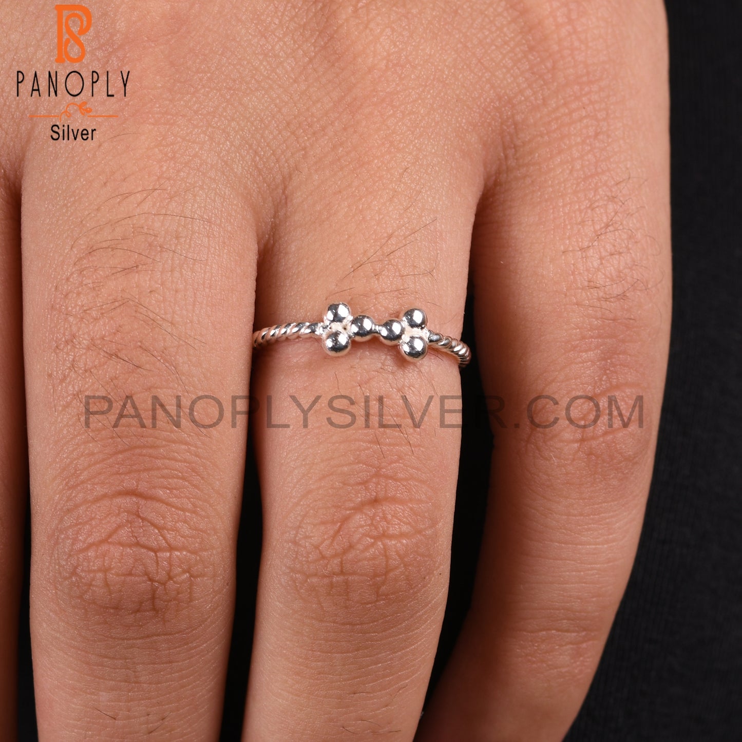 Twist Flower 925 Sterling Silver Ball Link Ring