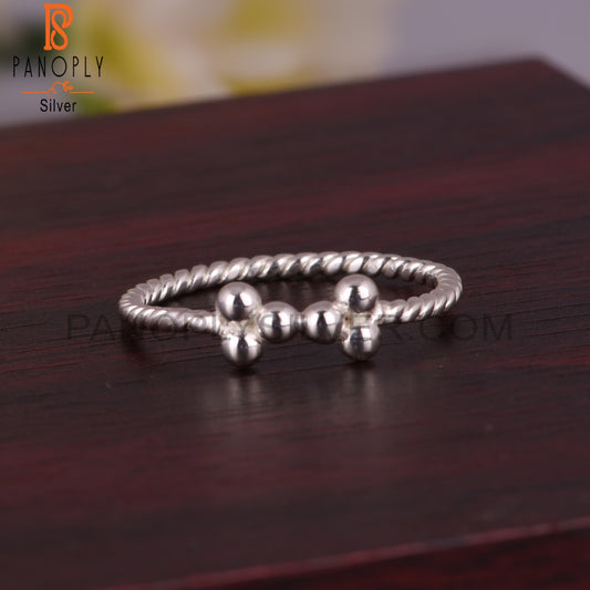 Twist Flower 925 Sterling Silver Ball Link Ring