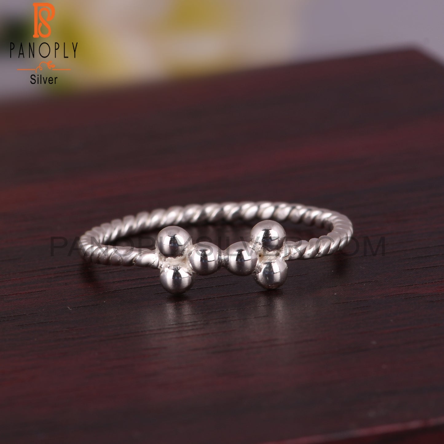 Twist Flower 925 Sterling Silver Ball Link Ring