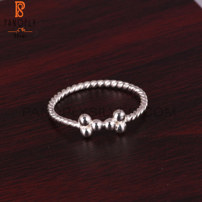 Twist Flower 925 Sterling Silver Ball Link Ring