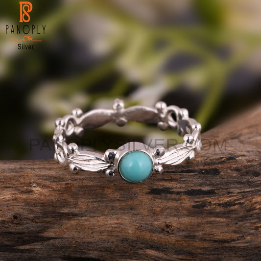 Arizona Turquoise Round Shape 925 Sterling Silver Twist Ring