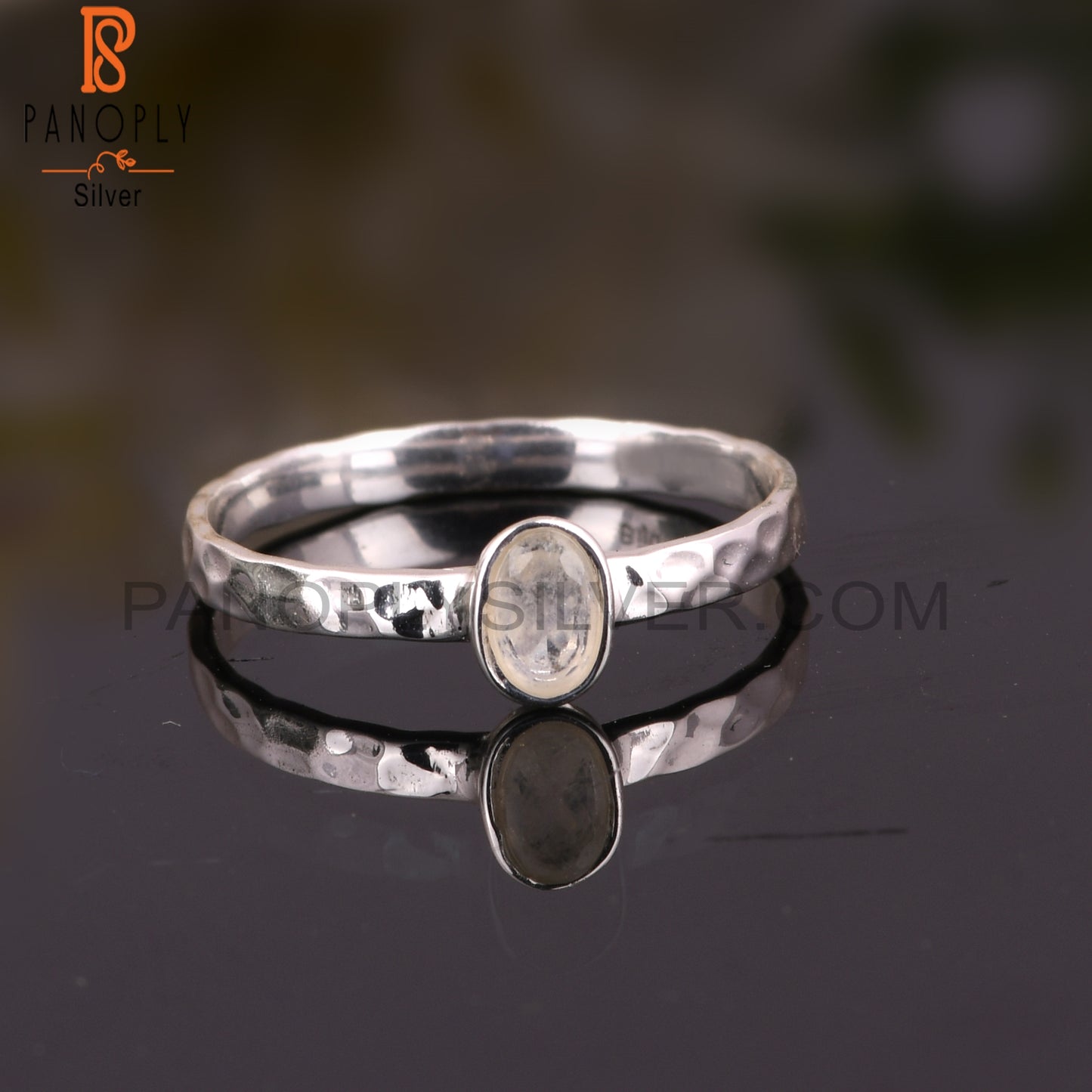 Lightweight Rainbow Moon Stone 925 Silver Ring