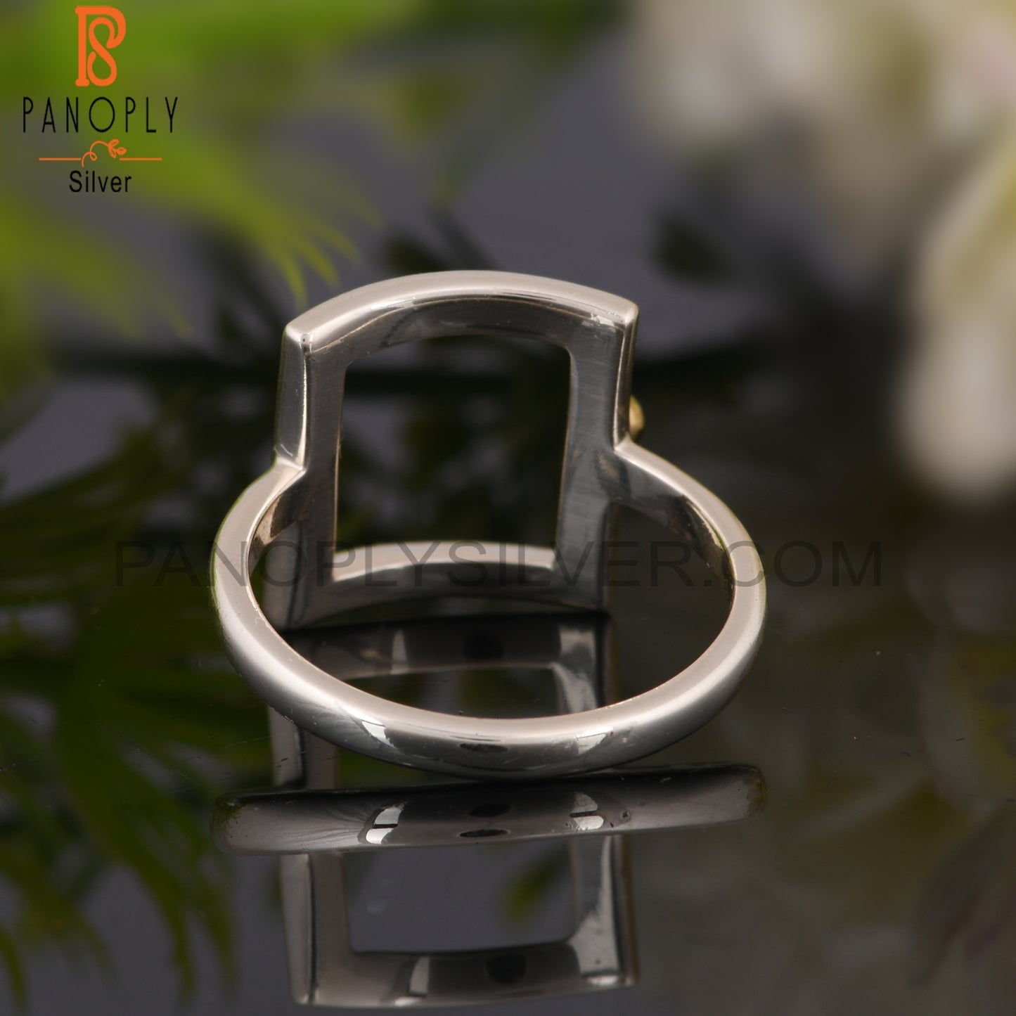 Square Two Tone 925 Sterling Silver Ring