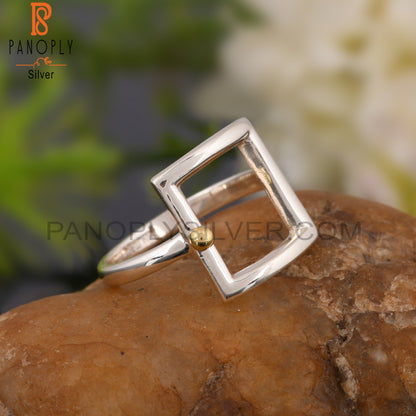 Square Two Tone 925 Sterling Silver Ring