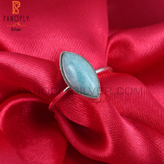 Amazonite Marquise Openable 925 Sterling Silver Ring