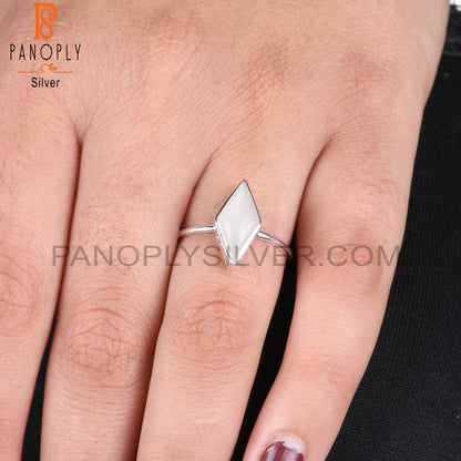 White Moon Stone Diamond Shape 925 Silver Ring