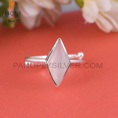 White Moon Stone Diamond Shape 925 Silver Ring