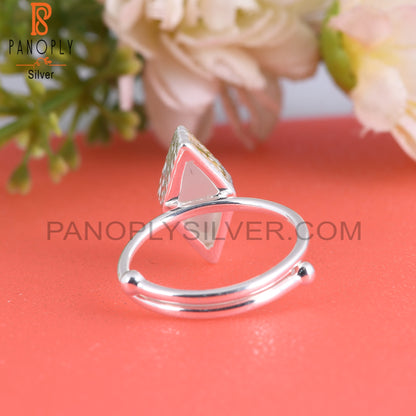 White Moon Stone Diamond Shape 925 Silver Ring