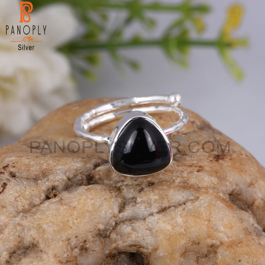 Black Onyx Trllion 925 Sterling Silver Ring