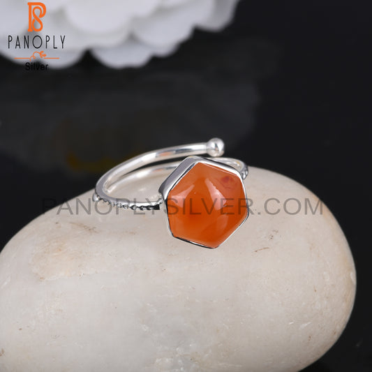 Hexagon Shape Carnelian 925 Sterling Silver Ring