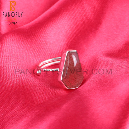 Coffin 925 Sterling Silver Strawberry Quartz Ring