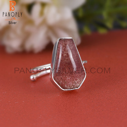 Coffin 925 Sterling Silver Strawberry Quartz Ring