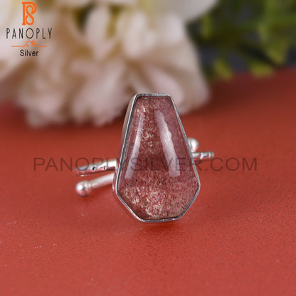 Coffin 925 Sterling Silver Strawberry Quartz Ring