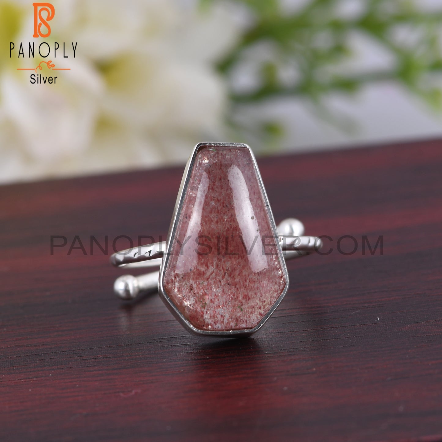 Coffin 925 Sterling Silver Strawberry Quartz Ring