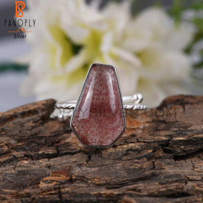 Coffin 925 Sterling Silver Strawberry Quartz Ring