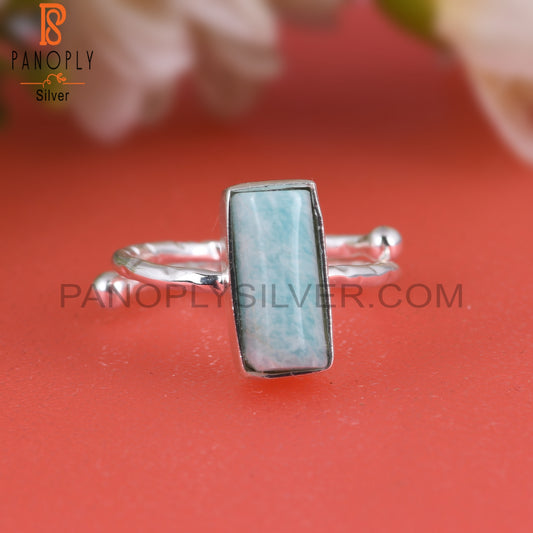 Larimar Half Barrel 925 Sterling Silver Ring