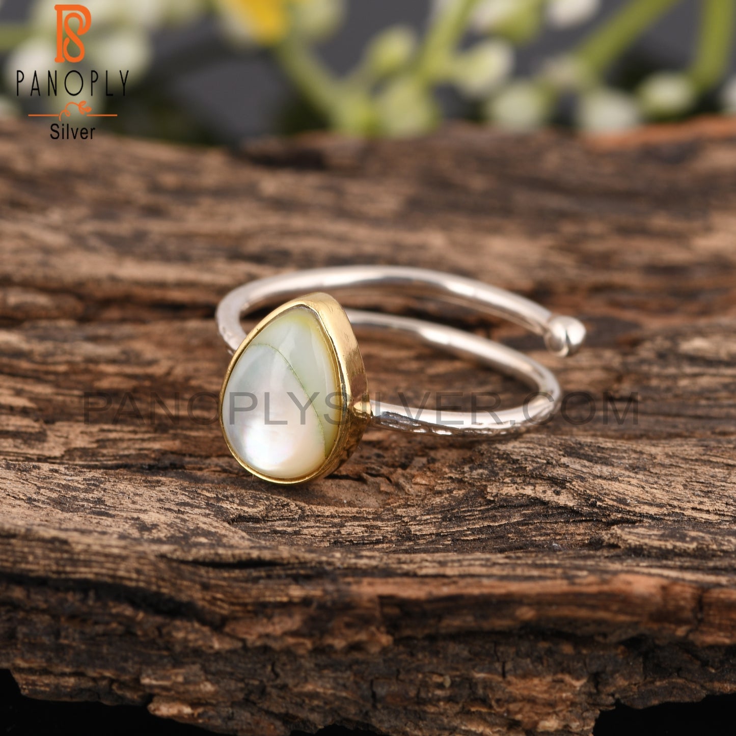 Mother Of Pearl Pear 925 Sterling Silver Ring