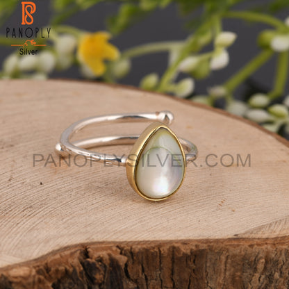 Mother Of Pearl Pear 925 Sterling Silver Ring