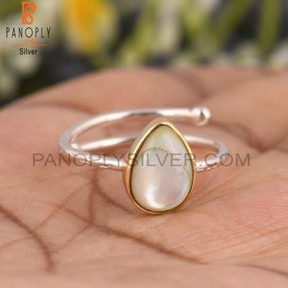 Mother Of Pearl Pear 925 Sterling Silver Ring