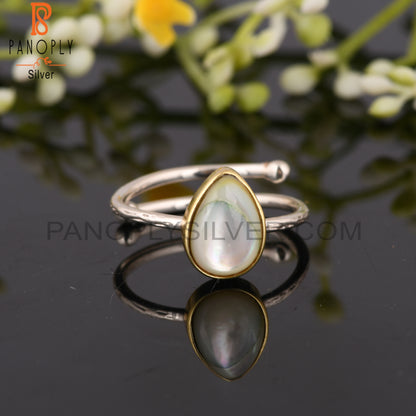 Mother Of Pearl Pear 925 Sterling Silver Ring