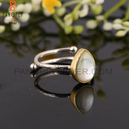 Mother Of Pearl Pear 925 Sterling Silver Ring