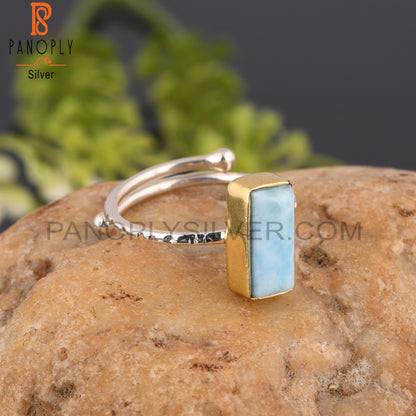 Larimar Half Cylinder 925 Sterling Silver Ring