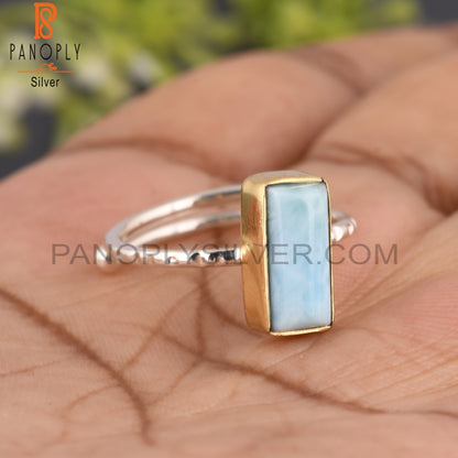 Larimar Half Cylinder 925 Sterling Silver Ring