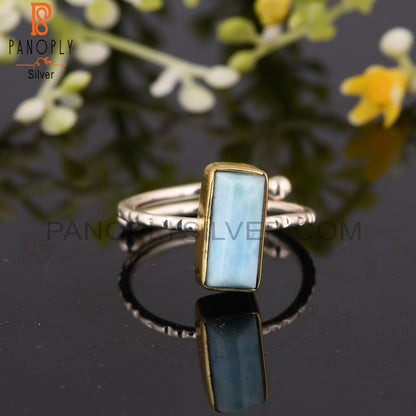 Larimar Half Cylinder 925 Sterling Silver Ring