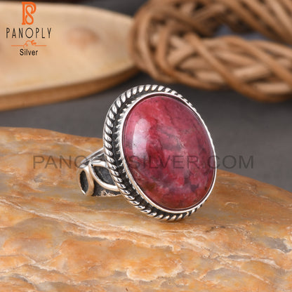 Pink Thulite Oval 925 Sterling Silver Ring