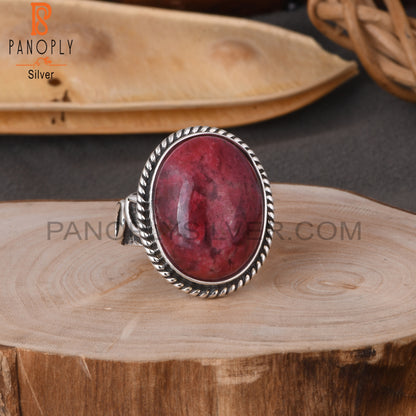 Pink Thulite Oval 925 Sterling Silver Ring