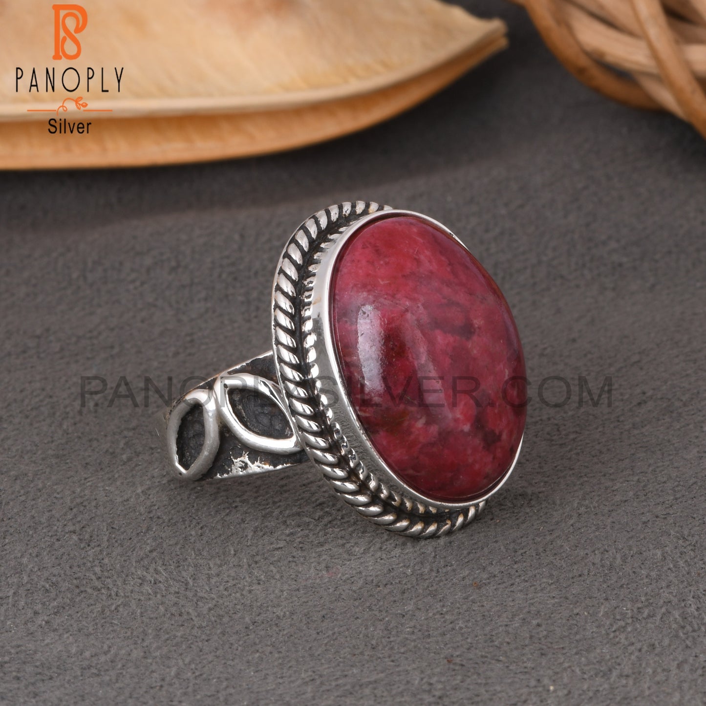 Pink Thulite Oval 925 Sterling Silver Ring