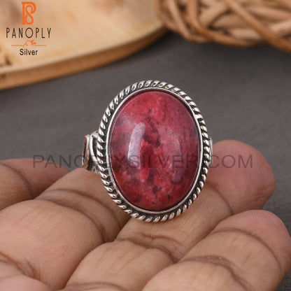 Pink Thulite Oval 925 Sterling Silver Ring