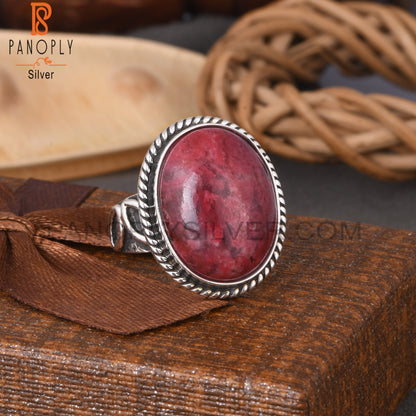 Pink Thulite Oval 925 Sterling Silver Ring