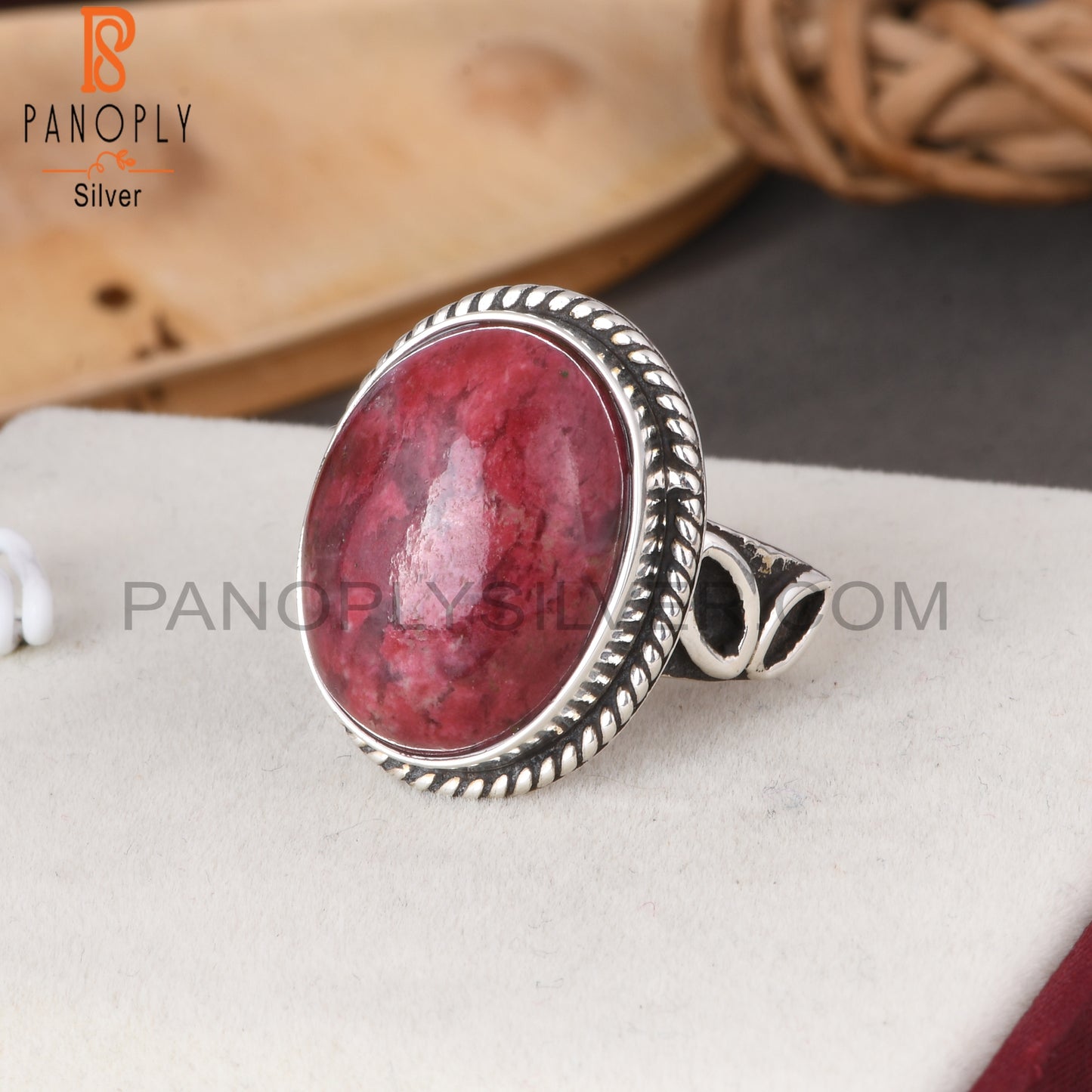 Pink Thulite Oval 925 Sterling Silver Ring