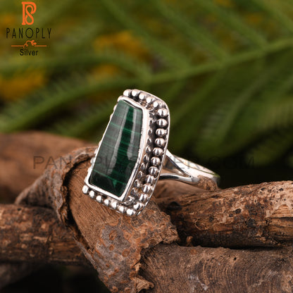 Malachite 925 Sterling Silver Anniversary Ring