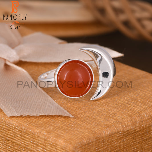 Carnelian Round 925 Sterling Silver Ring