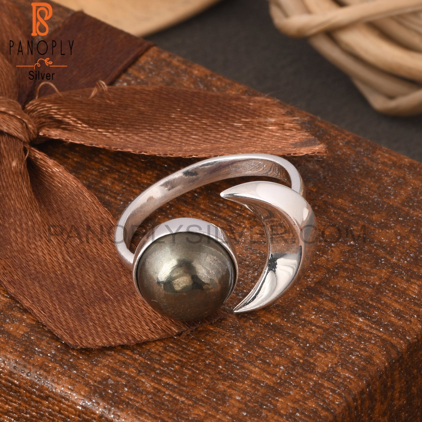 Pyrite Round 925 Sterling Silver Ring