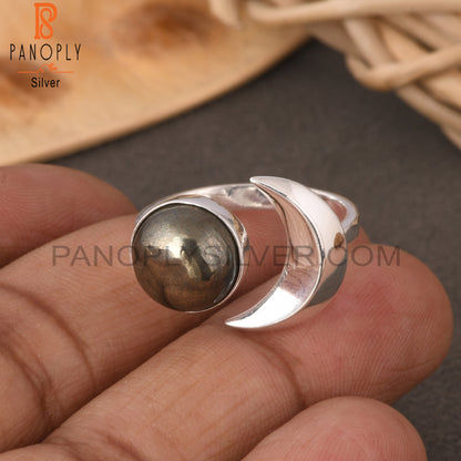 Pyrite Round 925 Sterling Silver Ring