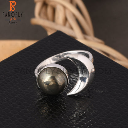 Pyrite Round 925 Sterling Silver Ring