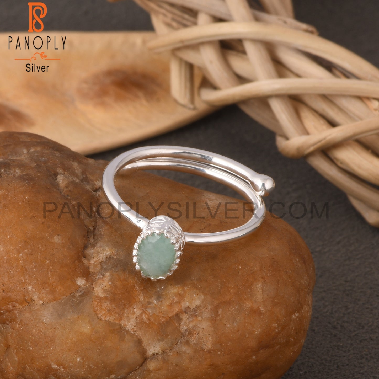 Amazonite Oval Shape 925 Sterling Silver Ring