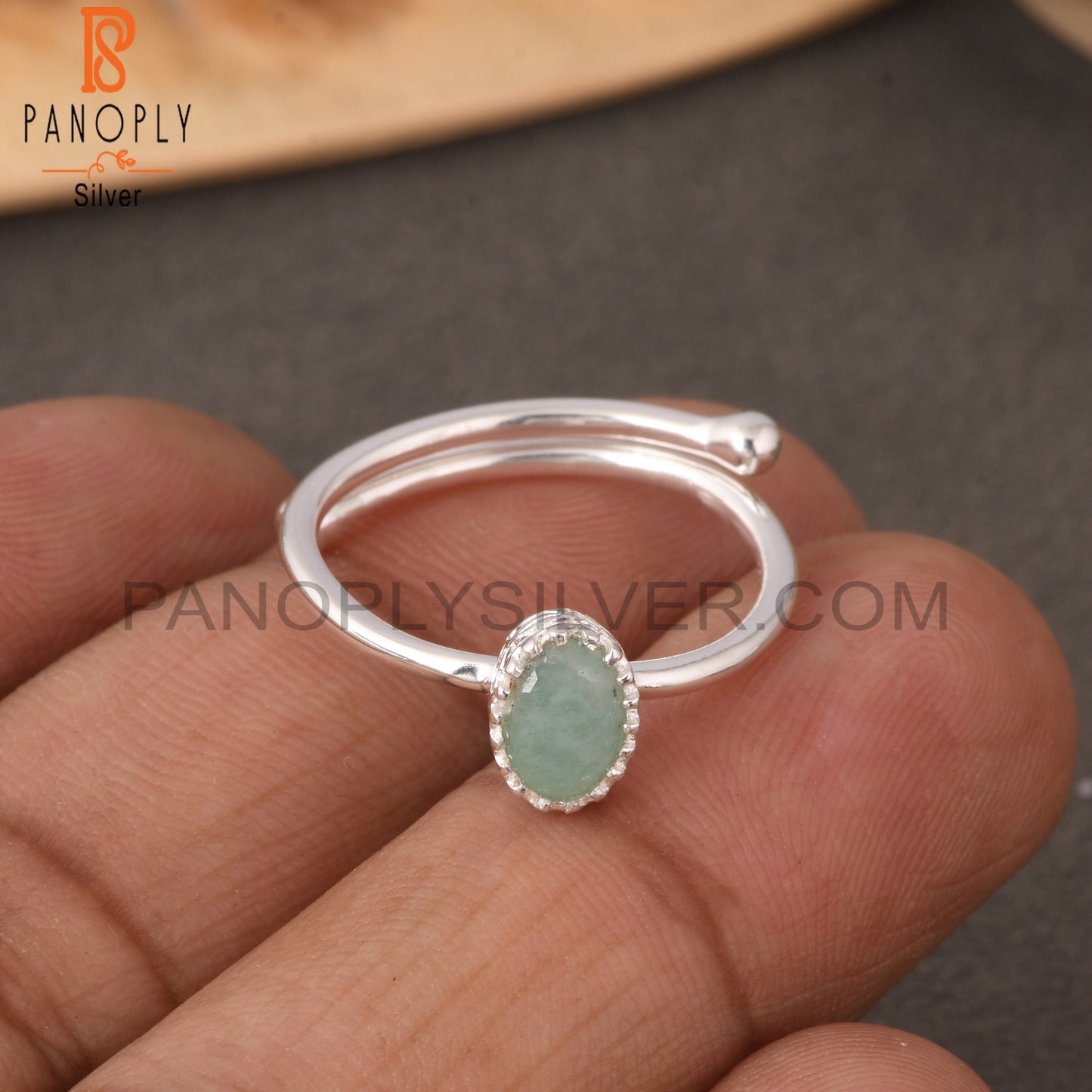 Amazonite Oval Shape 925 Sterling Silver Ring