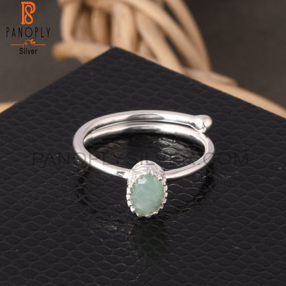 Amazonite Oval Shape 925 Sterling Silver Ring