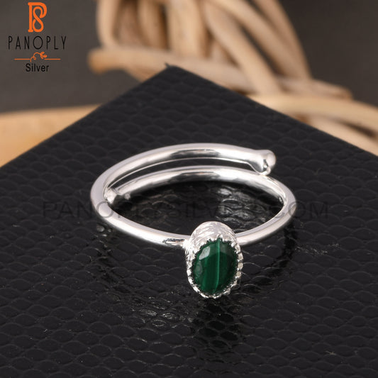 Malachite Oval Shape 925 Sterling Silver Green Ring